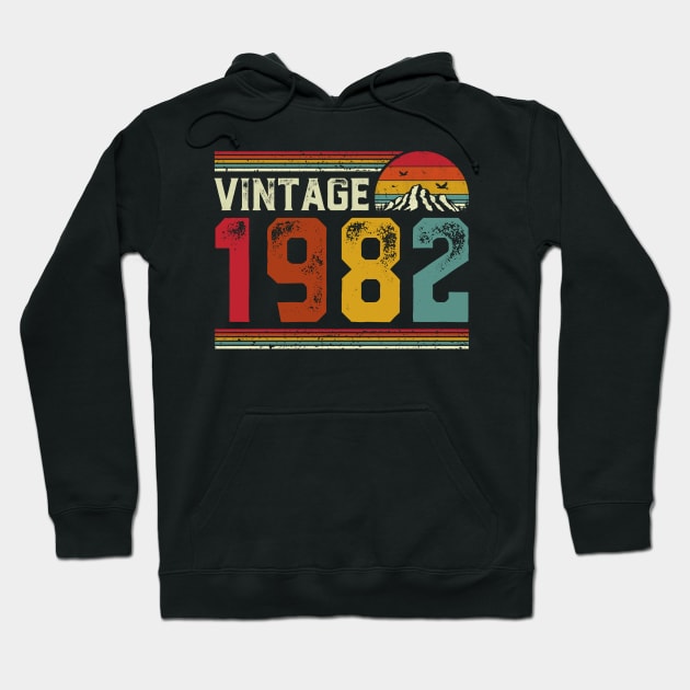 Vintage 1982 Birthday Gift Retro Style Hoodie by Foatui